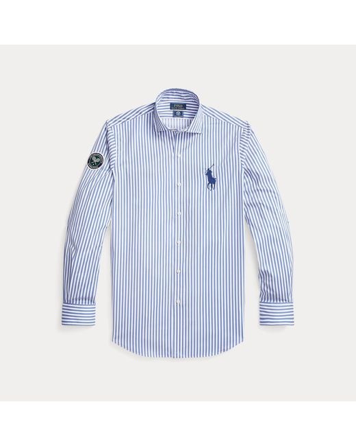Polo Ralph Lauren Blue Wimbledon Umpire Striped Twill Shirt for men