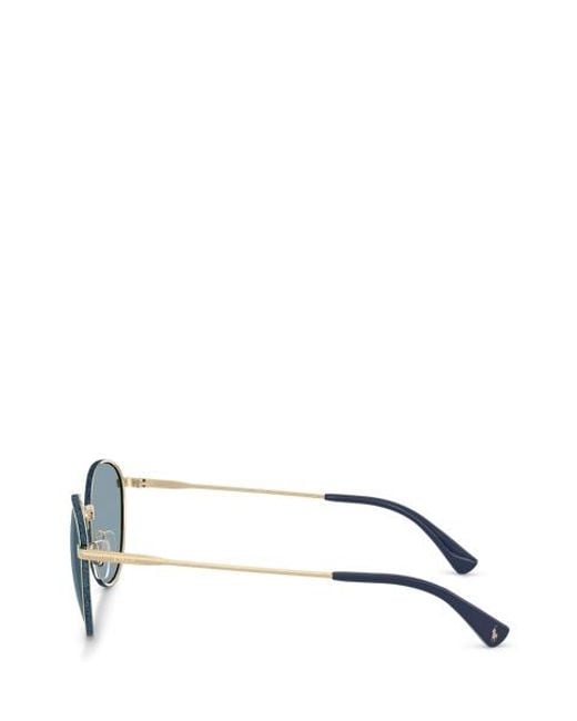 Polo Ralph Lauren Brown Ralph Lauren Denim-Effect Round Metal Sunglasses for men