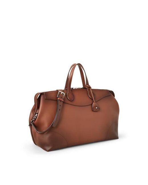 Ralph Lauren Brown Burnished Calfskin Voyager Duffel for men