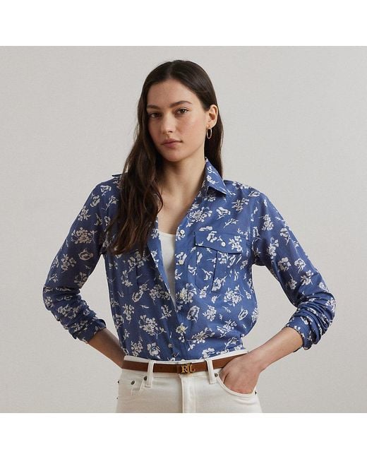 Ralph Lauren Classic Fit Katoenen Voile Overhemd in het Blue