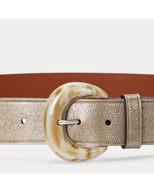 Large ceinture à boucle croissant Lauren by Ralph Lauren en coloris Brown