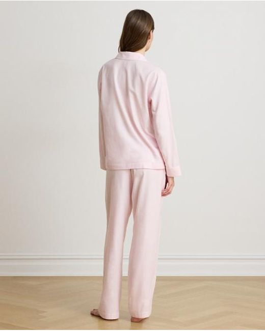 Ralph Lauren Pink Houndstooth Brushed Twill Sleep Set