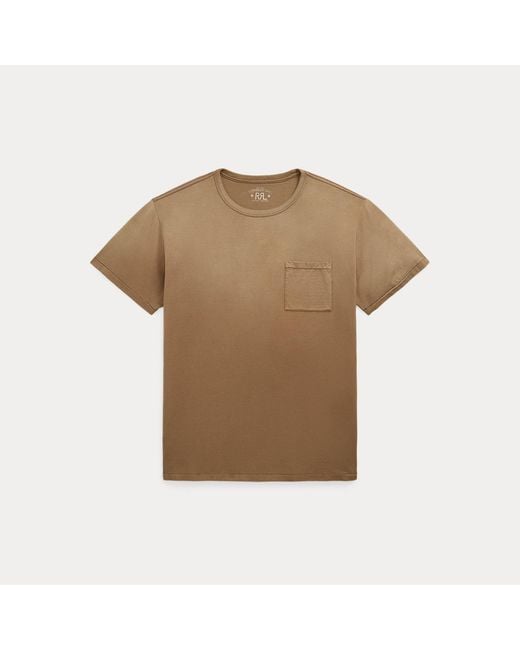 RRL Brown Garment-Dyed Pocket T-Shirt for men