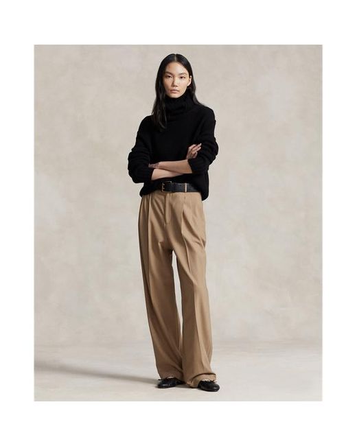 Polo Ralph Lauren Natural Wool-blend Wide-leg Trouser