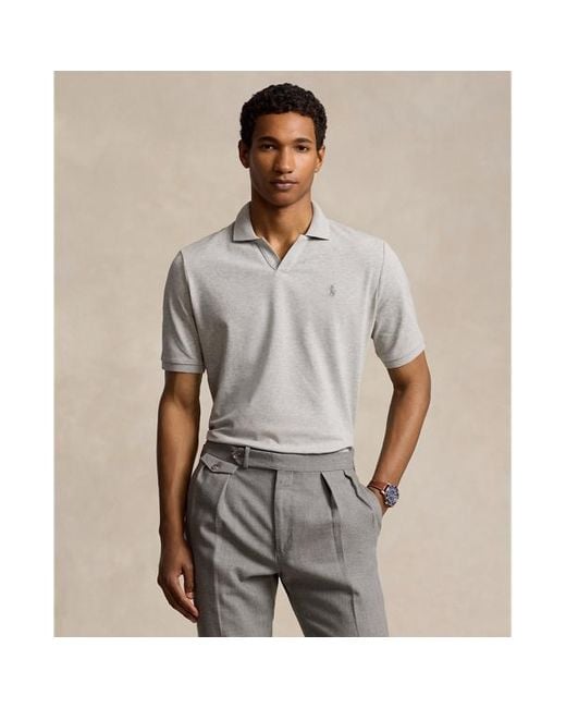 Polo in piqué stretch Classic-Fit di Polo Ralph Lauren in Gray da Uomo