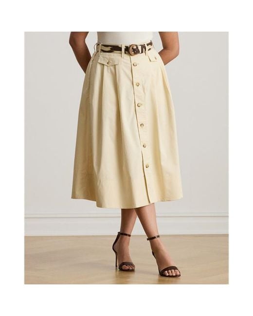 Ralph Lauren Natural Ralph Lauren Button-Front Micro-Sanded Twill Skirt