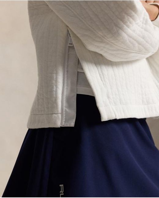 Ralph Lauren White Cable-Quilted Quarter-Zip