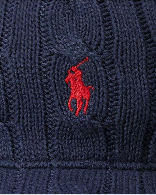 Polo Ralph Lauren Blue Cable-Knit Cotton Ball Cap