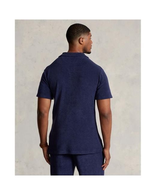 Ralph Lauren Grotere Maten - Badstof Polo-shirt in het Blue voor heren