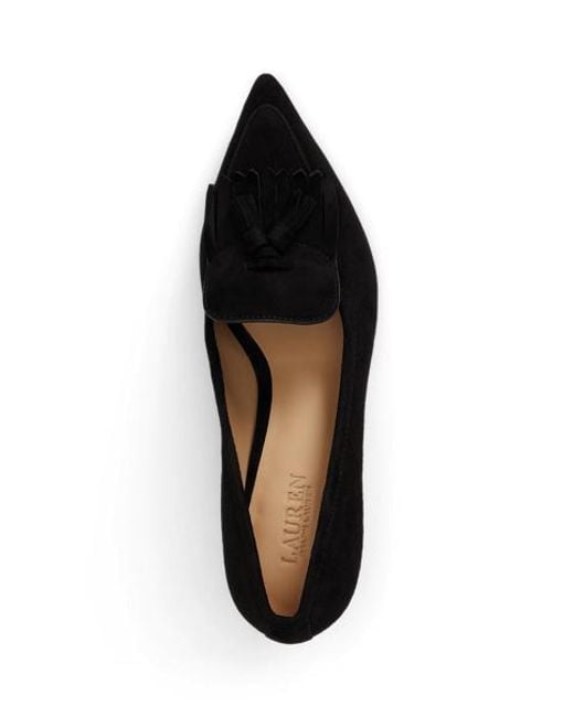 Ralph Lauren Black Adrienne Suede Kiltie Pump