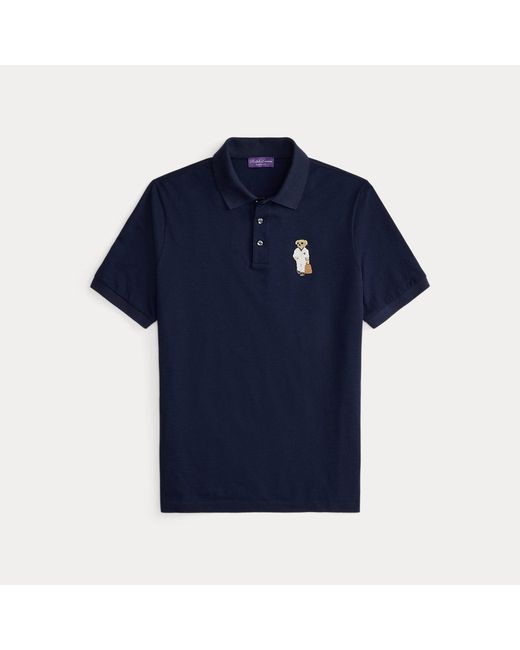 Ralph Lauren Blue Polo Bear Cotton-Cashmere Polo Shirt for men