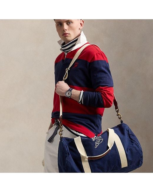 Polo Ralph Lauren Blue Embroidered Canvas Duffel for men