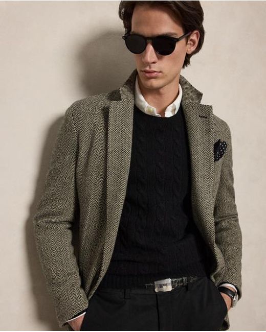 Polo Ralph Lauren Black Cable-Knit Wool-Cashmere Sweater for men