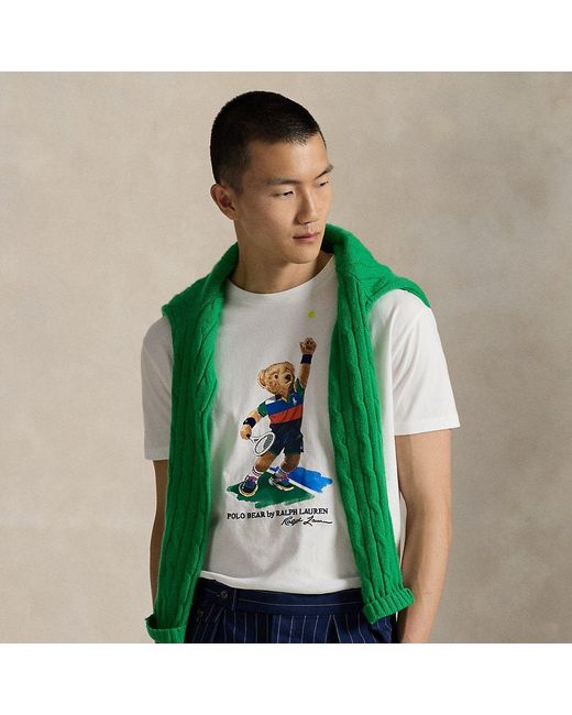Ralph Lauren Green Us Open Classic Fit Polo Bear T-Shirt for men