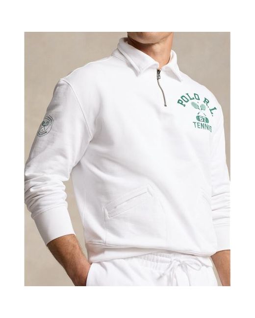 Sudadera Wimbledon de felpa con cuello Polo Ralph Lauren de hombre de color White