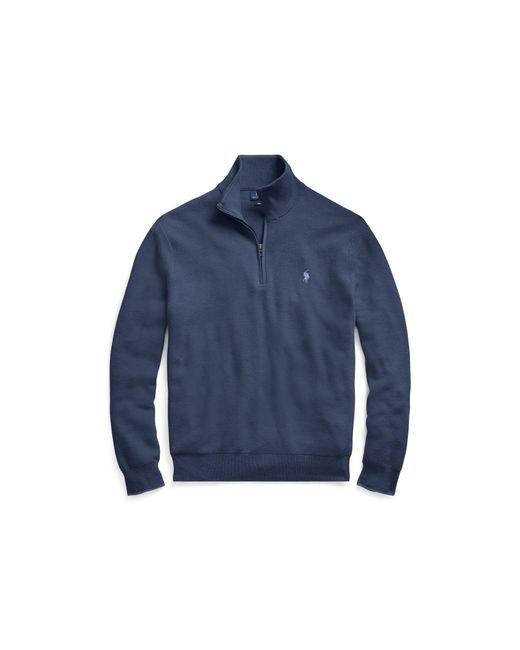 Polo Ralph Lauren Cotton Mesh Half-zip Jumper in Blue for Men | Lyst