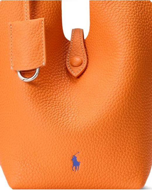 Polo Ralph Lauren Orange Polo Play Small Leather Tote & Crossbody