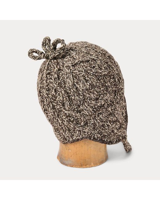 RRL White Marled Aran-knit Earflap Cap for men