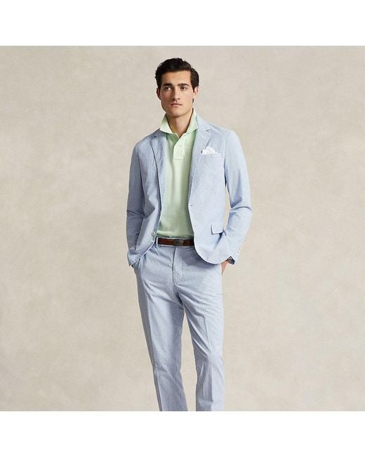 Ralph Lauren Blue Seersucker Suit Trouser for men