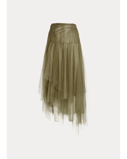 Ralph Lauren Green Cliona Asymmetrical Tulle Skirt
