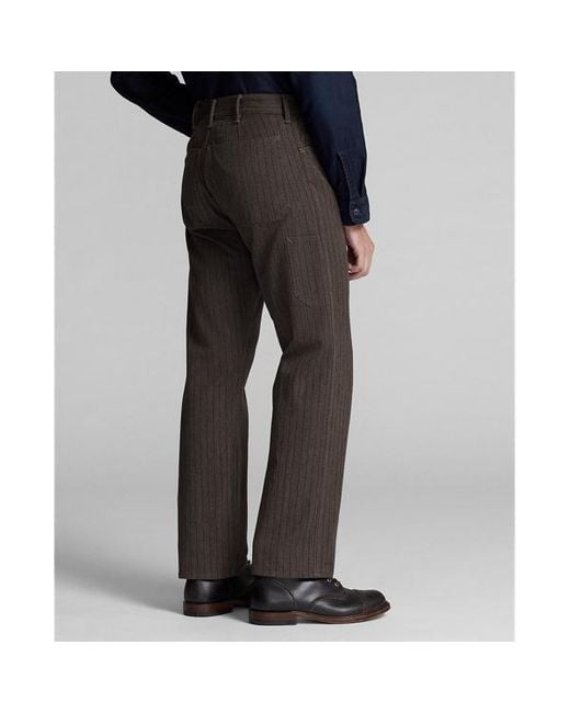 RRL Brown Striped Jaspe Twill Field Trouser for men