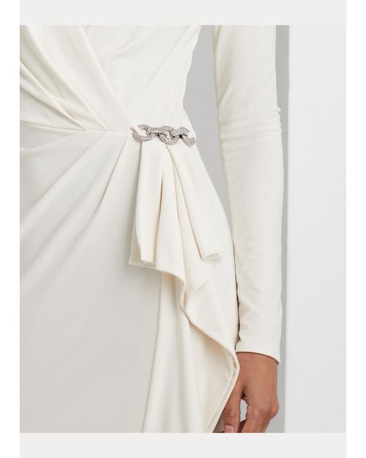 Ralph Lauren Ruffle-trim Jersey Gown in White | Lyst UK