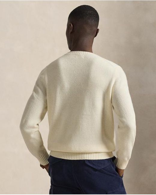 Polo Ralph Lauren White Wool-Cashmere Crewneck Jumper for men