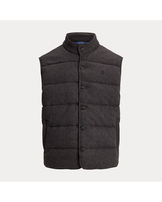 Polo Ralph Lauren Black Herringbone-Print Estate-Rib Waistcoat for men