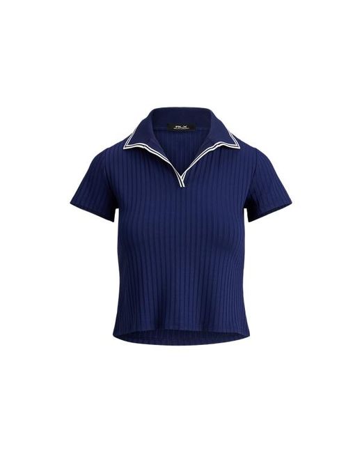 Ralph Lauren Blue Slim Fit Rib-Knit Cricket Polo Shirt