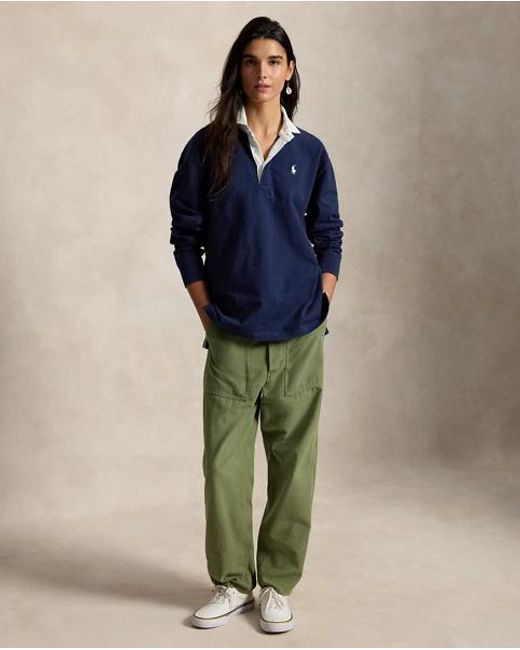 Polo Ralph Lauren Blue Oversize Cotton Rugby Shirt