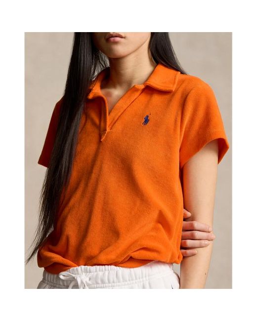 Ralph Lauren Shrunken Fit Terry Polo-shirt in het Orange