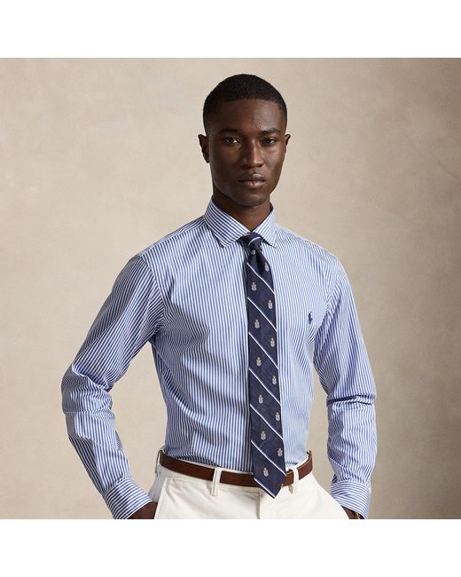 Polo Ralph Lauren Blue Custom Fit Striped Poplin Shirt for men