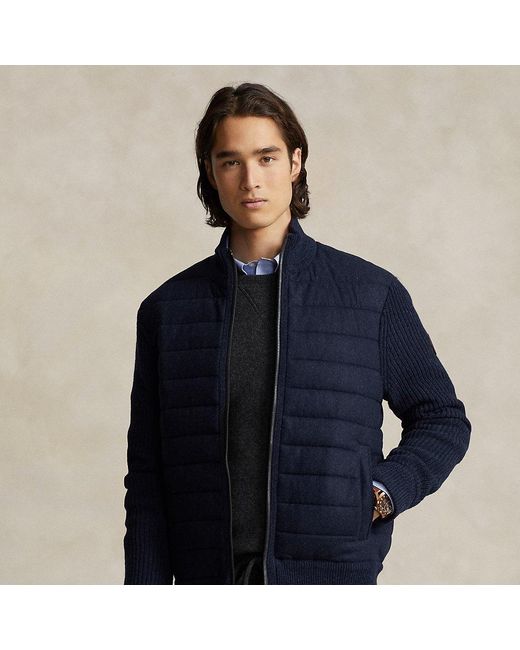 Ralph Lauren Blue Wool-cashmere Hybrid Full-zip Sweater for men