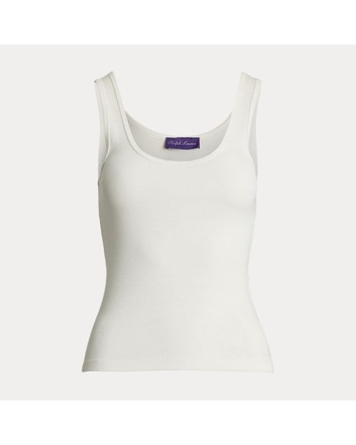 Ralph Lauren White Ellis Rib-Knit Cotton-Blend Tank Top