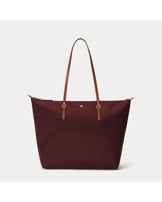 Tote Keaton grande in nylon di Ralph Lauren in Red