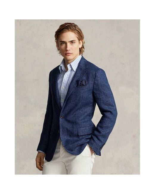 Giacca Polo Soft Tailored in lino di Ralph Lauren in Blue da Uomo