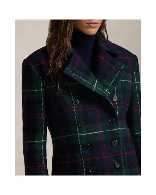 Polo Ralph Lauren Blue Plaid Tweed Double-breasted Jacket