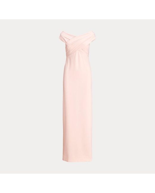 Vestido largo de crepé Lauren by Ralph Lauren de color Pink