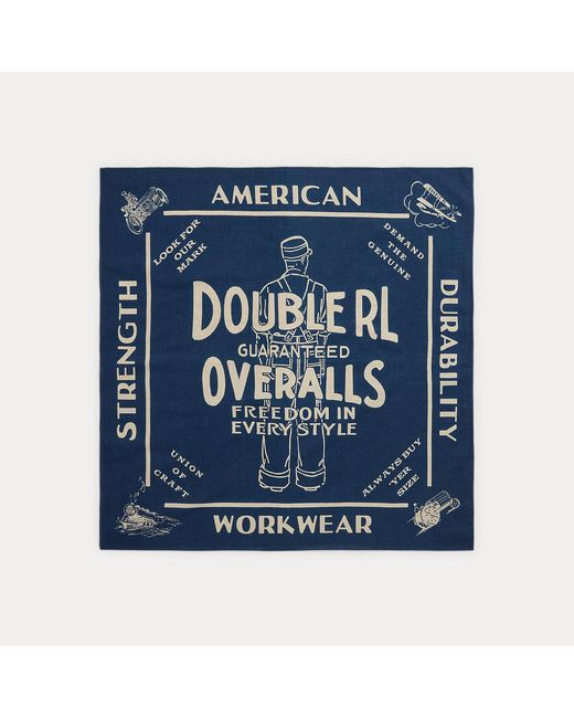 RRL Blue Cotton Graphic Bandanna for men