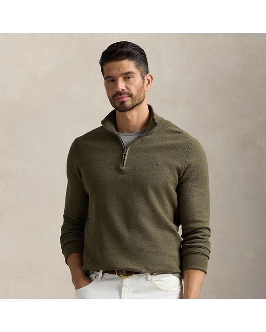 Polo Ralph Lauren Green Ralph Lauren Mesh-Knit Cotton Quarter-Zip Sweater for men