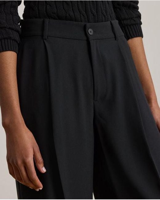 Ralph Lauren Black Double-Faced Georgette Wide-Leg Trouser