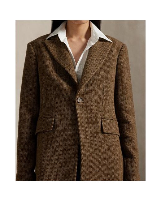 Polo Ralph Lauren Blue Wool-Blend Herringbone Coat