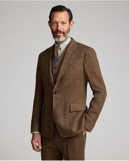 RRL Fischgrat-Anzugjacke Aus Leinen in Brown für Herren
