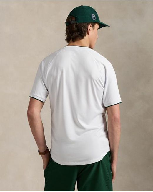 Polo Ralph Lauren Wimbledon Custom Slim Fit Mesh T-Shirt in White - Main Image