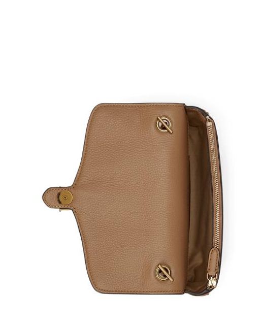 Ralph Lauren Brown Bradley Pebbled Leather Crossbody Wallet