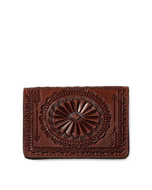 RRL Brown Hand-tooled Leather Wallet for men