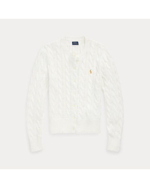 Polo Ralph Lauren White Cable-knit Cotton Cardigan