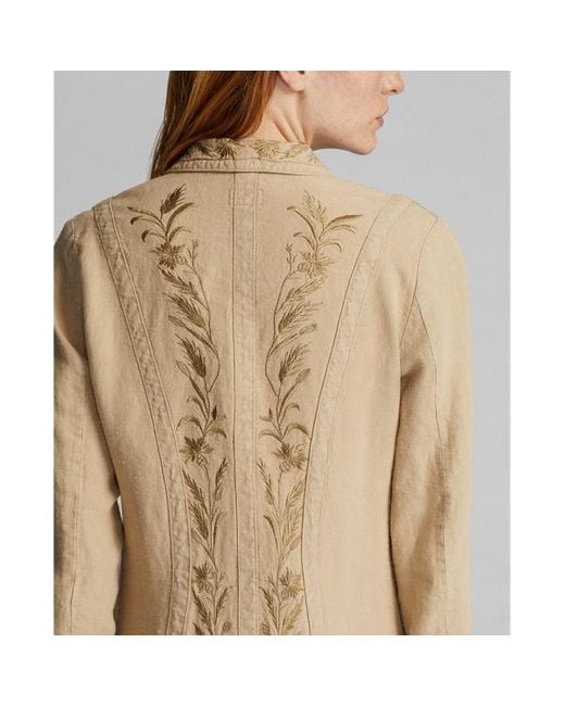 RRL Natural Embroidered Linen Duster Jacket