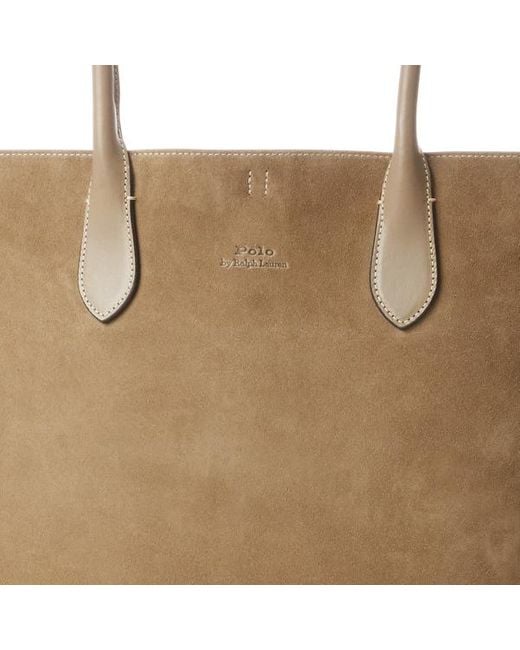 Polo Ralph Lauren Natural Leather-trim Suede Large Bellport Tote