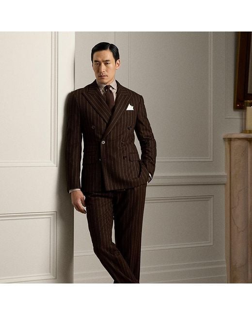 Ralph Lauren Brown Ralph Lauren Kent Hand-tailored Chalk-stripe Suit for men